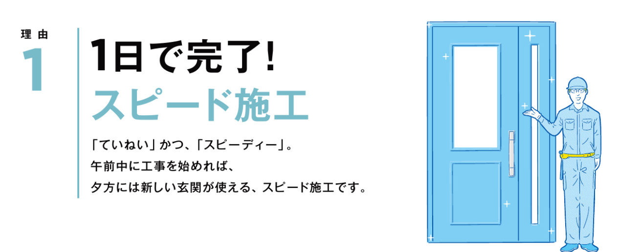 1日で完了！スピード施工